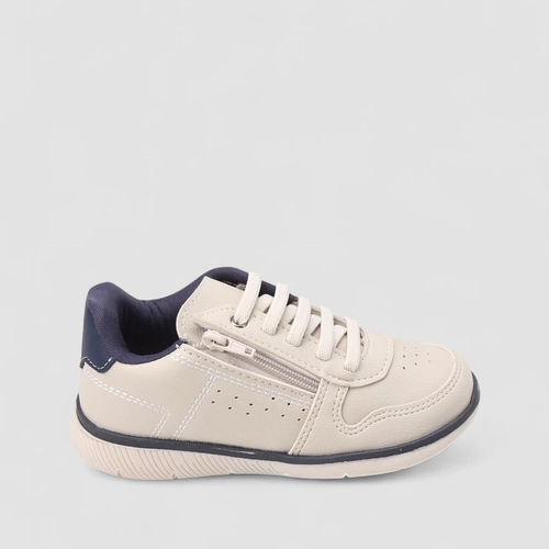 Tênis Casual Infantil Vertus Zíper Lateral Off White