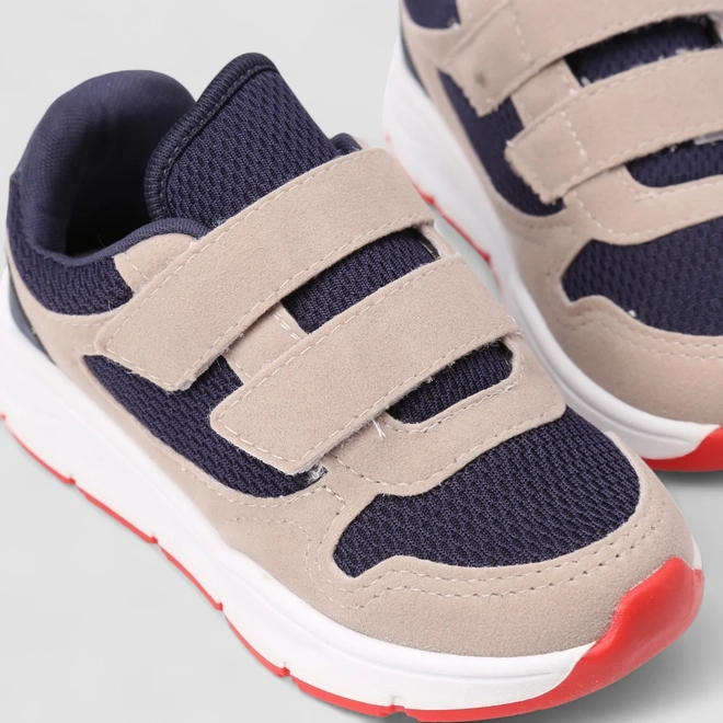 Tênis Casual Infantil Vertus Tiras Aderentes Azul & Bege