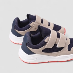 Tênis Casual Infantil Vertus Tiras Aderentes Azul & Bege