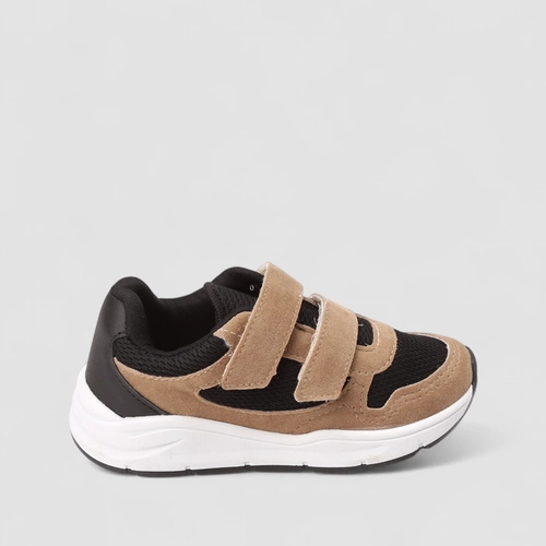 Tênis Casual Infantil Vertus Tiras Aderentes Marrom & Preto