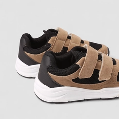 Tênis Casual Infantil Vertus Tiras Aderentes Marrom & Preto