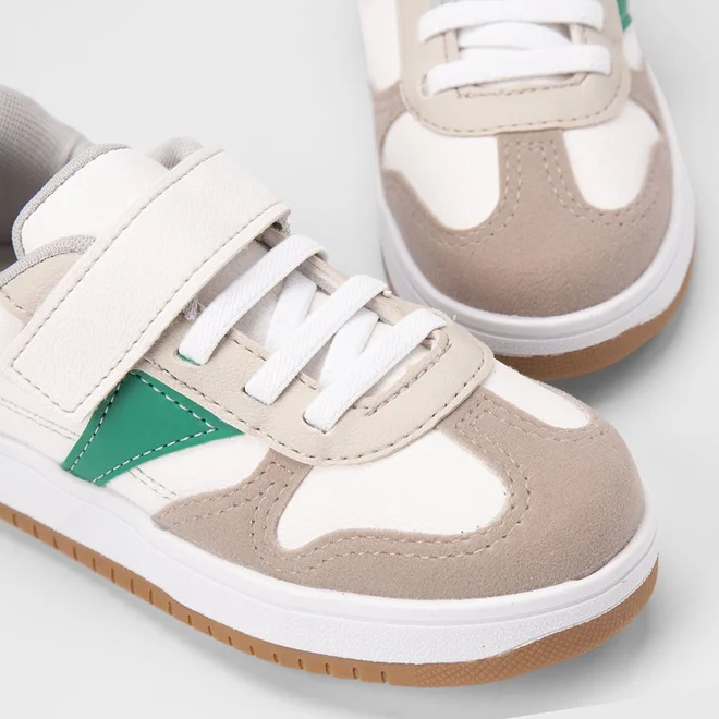 Tênis Casual Infantil Vertus Contato Recorte Nobuck Off White
