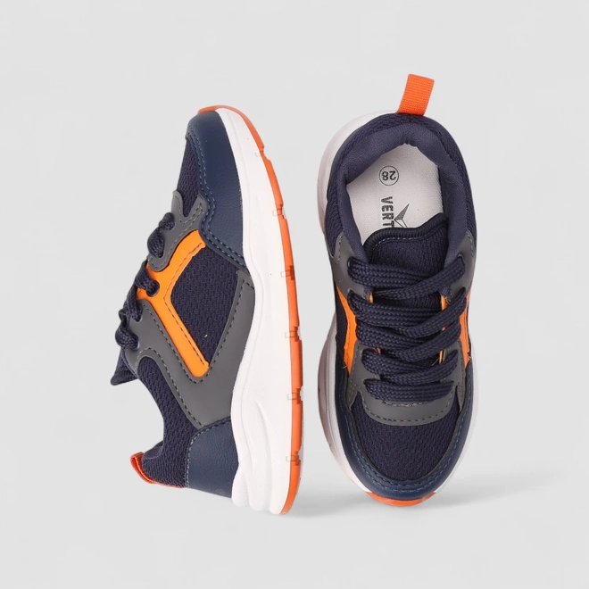 Tênis Casual Infantil Vertus Mesh Azul & Laranja