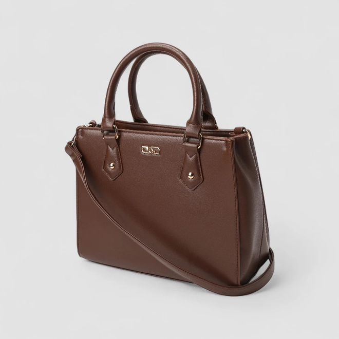 Bolsa Satchel Gabriela Média Bolso Traseiro Marrom