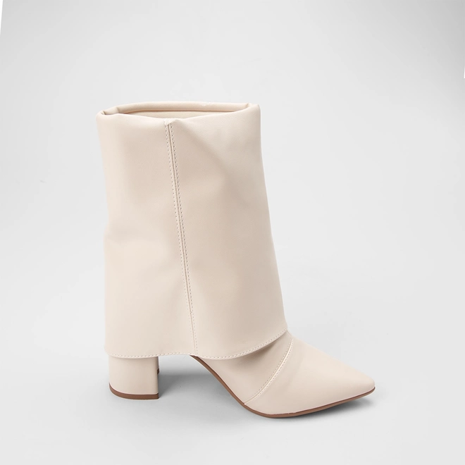 Bota Feminina Gabriela Cano Médio Detalhe Capa Off White