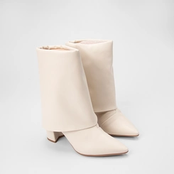Bota Feminina Gabriela Cano Médio Detalhe Capa Off White