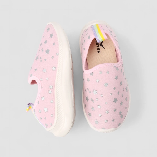 Slip On Infantil Vertus Estrelas Calce Fácil Rosa
