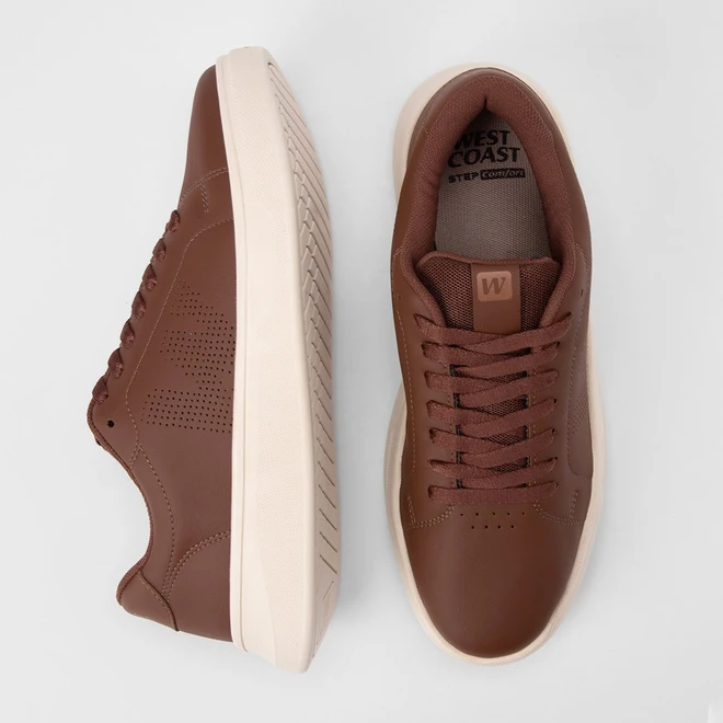 Tênis Casual Masculino West Coast Silver Caramelo