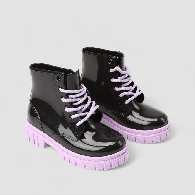Galocha Infantil Gabrielinha Verniz Preto & Roxo