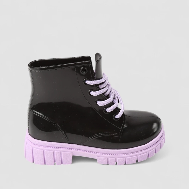 Galocha Infantil Gabrielinha Verniz Preto & Roxo