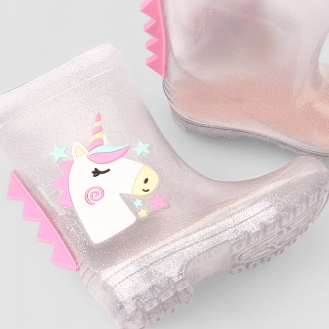 Galocha Infantil Gabrielinha Glitter Unicórnio Prata