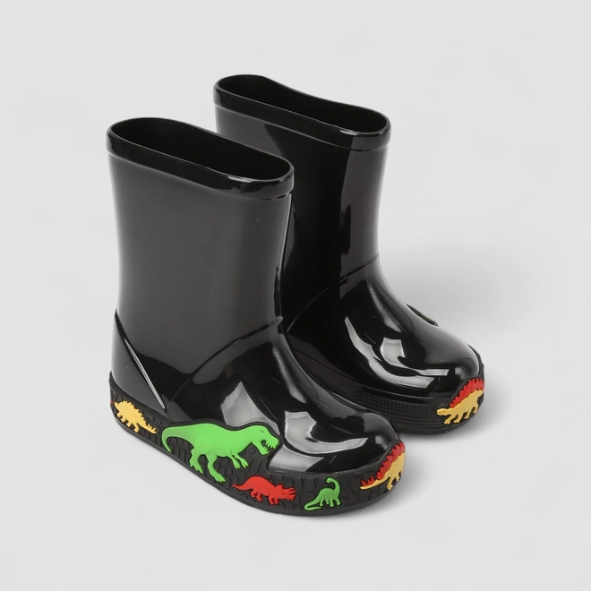 Galocha Infantil Vertus Dinossauro Preto