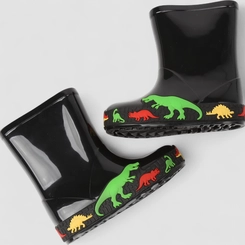 Galocha Infantil Vertus Dinossauro Preto