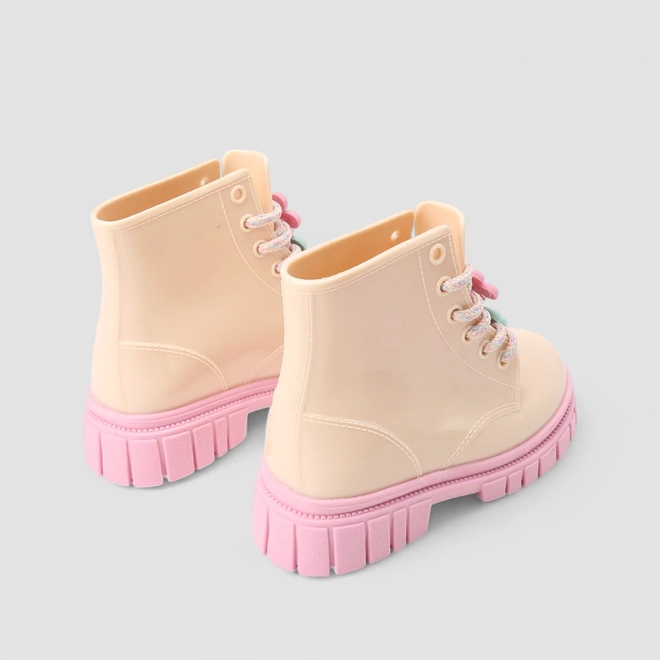 Bota Coturno Infantil Gabrielinha Enfeite Flores Creme