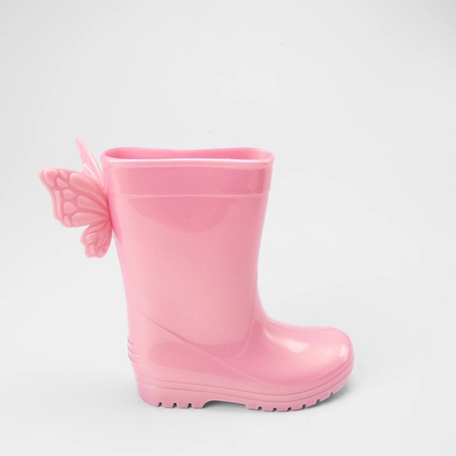 Galocha Bebê Infantil Gabrielinha Enfeite Borboleta Glitter Rosa