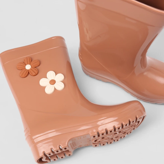 Galocha Infantil Gabrielinha Flores Verniz Caramelo
