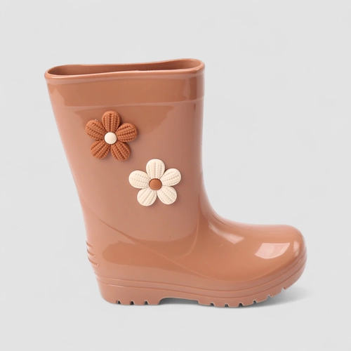 Galocha Infantil Gabrielinha Flores Verniz Caramelo
