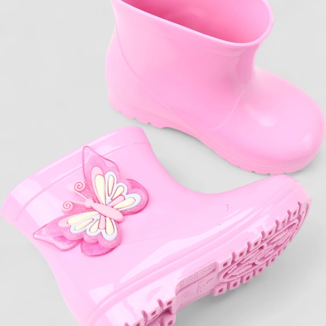 Galocha Infantil Gabrielinha Borboleta Verniz Rosa