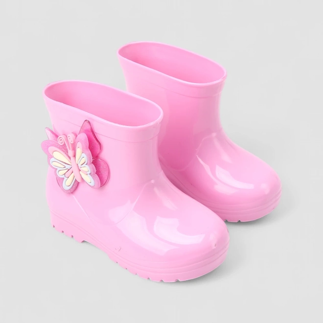 Galocha Infantil Gabrielinha Borboleta Verniz Rosa