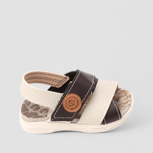 Sandália Infantil Molekinho Tiras Cruzadas Pespontos Off White