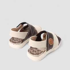 Sandália Infantil Molekinho Tiras Cruzadas Pespontos Off White