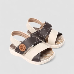 Sandália Infantil Molekinho Tiras Cruzadas Pespontos Off White