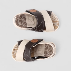 Sandália Infantil Molekinho Tiras Cruzadas Pespontos Off White