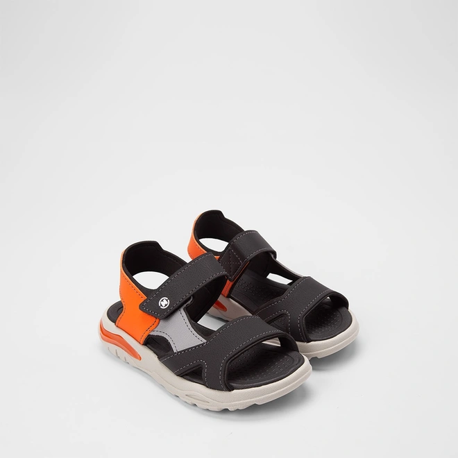 Sandália Sport Molekinho Infantil Preto & Laranja