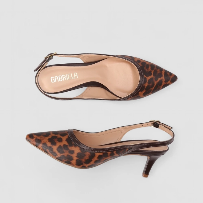 Scarpin Slingback Feminina Gabriela Animal Print Onça Multicolor