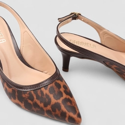 Scarpin Slingback Feminina Gabriela Animal Print Onça Multicolor