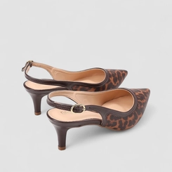 Scarpin Slingback Feminina Gabriela Animal Print Onça Multicolor