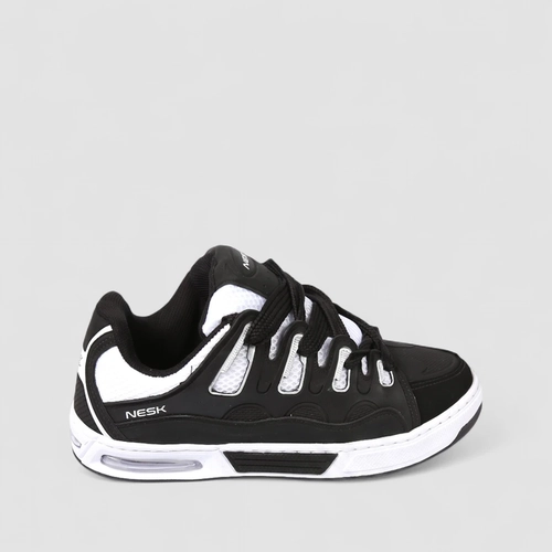 Tênis Casual Masculino Nesk Mesh Recorte Preto & Branco