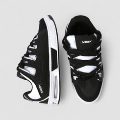 Tênis Casual Masculino Nesk Mesh Recorte Preto & Branco
