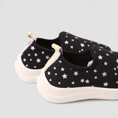 Slip On Infantil Vertus Calce Fácil Estrelas Preto