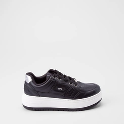 Tênis Casual Feminino Via Marte Recorte Metalizado Preto