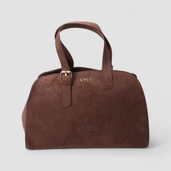 Bolsa de Ombro Gabriela Grande Suede Enfeite Fivela Marrom