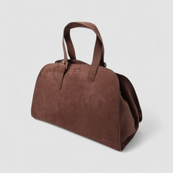 Bolsa de Ombro Gabriela Grande Suede Enfeite Fivela Marrom