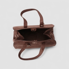 Bolsa de Ombro Gabriela Grande Suede Enfeite Fivela Marrom