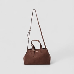 Bolsa de Ombro Gabriela Grande Suede Enfeite Fivela Marrom