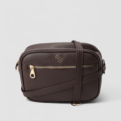 Bolsa Camera Bag Penélope Pequena Transversal Texturizada Marrom