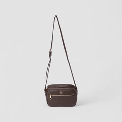Bolsa Camera Bag Penélope Pequena Transversal Texturizada Marrom
