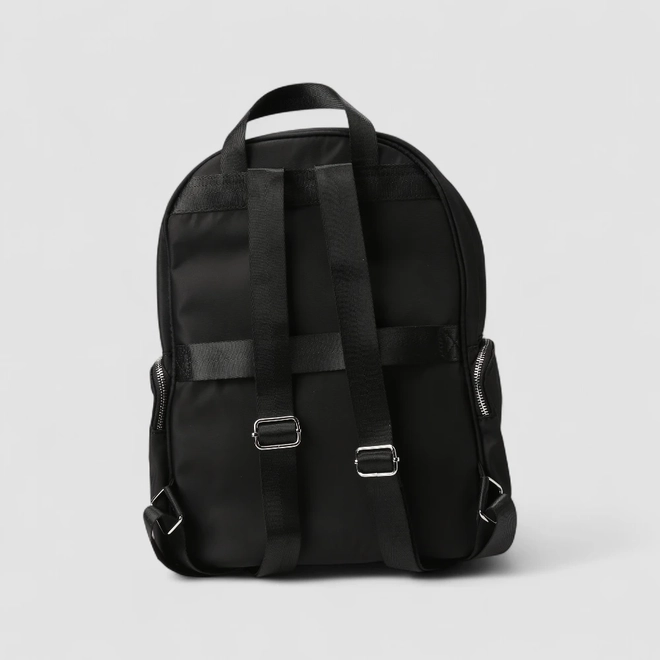 Mochila Feminina Gabriela Bolso Frontal & Lateral Zíper Preta