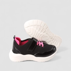Tênis Casual Infantil Gabrielinha Com Cadarço Pink Preto