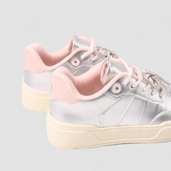 Tênis Casual Feminino Gabrielinha Metalizado Laço Strass Prata