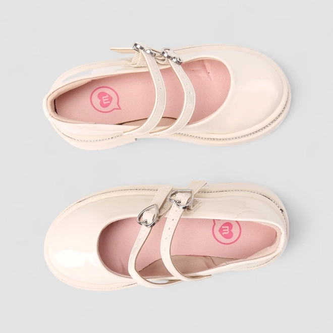 Mocassim Infantil Molekinha Verniz Strass Coração Off White