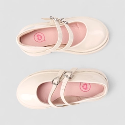 Mocassim Infantil Molekinha Verniz Strass Coração Off White