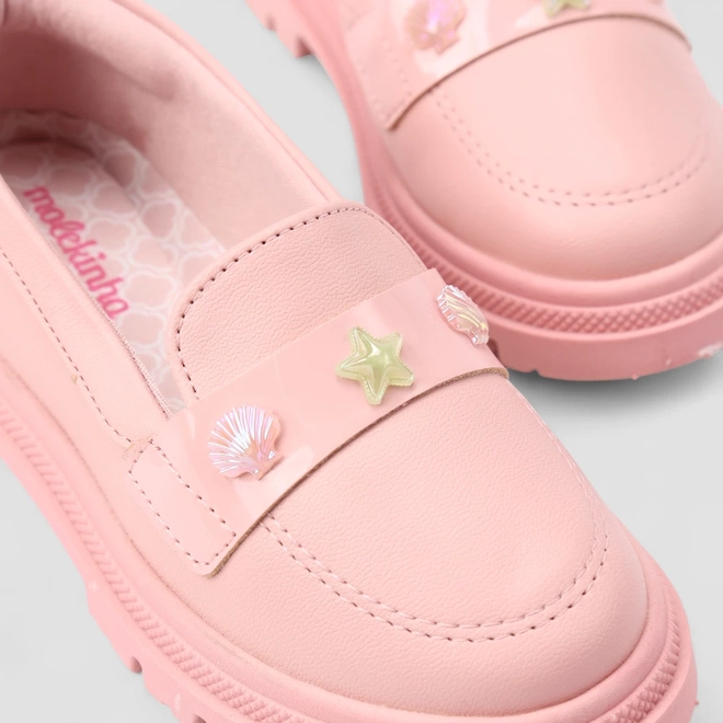 Mocassim Infantil Molekinha Tratorado Concha Estrela Rosa