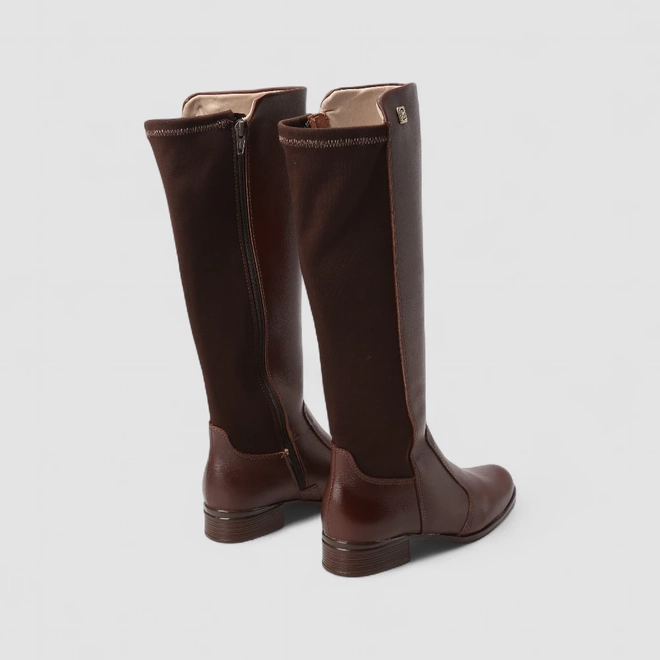 Bota Feminina Pegada Original Couro Cano Alto Marrom