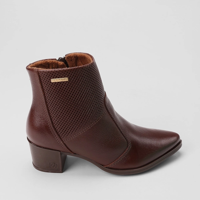 Ankle Boot Feminina Pegada Original Couro Perfuros Marrom