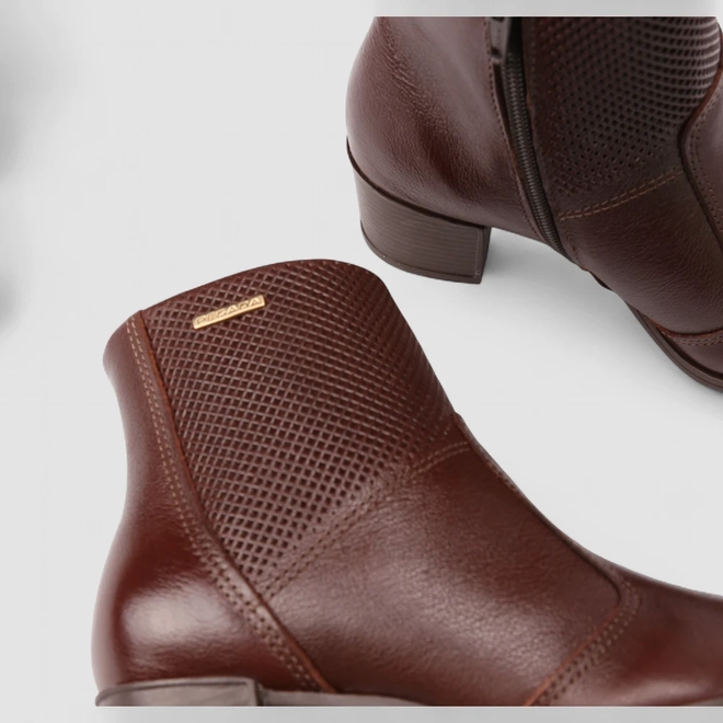 Ankle Boot Feminina Pegada Original Couro Perfuros Marrom